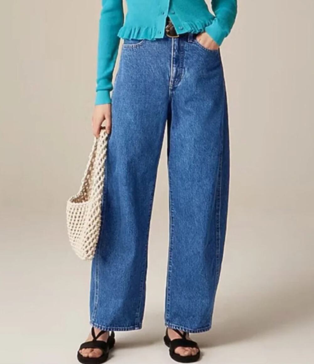 J.Crew Barrel Leg Jeans Size 31 High Rise Cropped 100% Cotton Denim